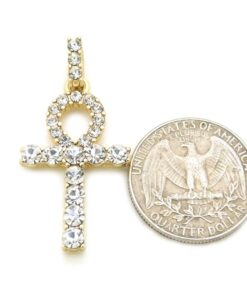 Fashion 21 Micro Pave Egyptian Ankh Cross Pendant 22 to 27 inches Various Chain Necklace Gold Tone 2mm 24" Rope Chain 18 61oxnWw1JWL