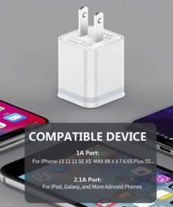 LUOATIP iPhone Charger Cable 3ft 6ft 10ft with Wall Plug, 5-Pack Long Charging Cord + Dual Port USB Block Cube Adapter Replacement for iPhone 11 XS/XS Max/XR/X 8/7/6/6S Plus SE/5S/5C, Pad, Pod 13 61p11h8IBlL