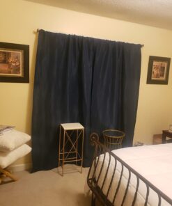 Eclipse Fresno Modern Blackout Thermal Rod Pocket Window Curtain for Bedroom (1 Panel), 52" x 84", Dark Blue 52 in x 84 in 23 61p2DToCs9L