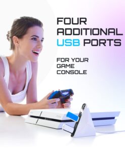 4-Port USB Hub 3.0 High-Speed - USB Splitter for Laptop, MacBook, Xbox, Flash Drive, HDD, Printer, Camera, Keyboard, Multi USB Port Extender, Fast Charging, Fast Data Transfer Long Cord Compact Design white 23 61p90QTcauL