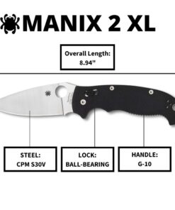 Spyderco Manix 2 XL Folding Knife - Black G-10 Handle with PlainEdge, Full-Flat Grind, CPM S30V Steel Blade and Ball Bearing 43 61p9QxcHJHL