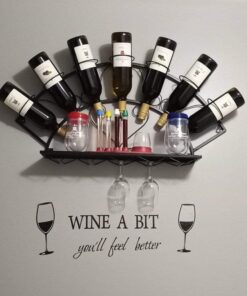 Blinggo WINE A BIT you'll feel better Quote Letter Wall Sticker Decal Home Arts Dinning Kitchen Lounge Decor Wall Decoration 22''X10'' Black 22 61pCLb CW6L