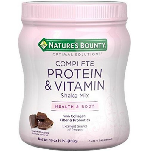 Complete Protein & Vitamin Shake Mix by Nature's Bounty Optimal Solutions, Contains Vitamin C for Immune Health, Decadent Chocolate Flavor, 1 lb