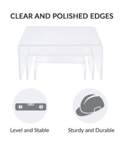 SimbaLux Acrylic Display Risers Clear Stand Set of 3 Medium Low Profile Tiered for Showcasing Food, Cupcake, Dessert, Candy, Jewelry, Figurines, Photos, Retail & Home Decoration, Durable & Steady 16 61pGBri3LlL