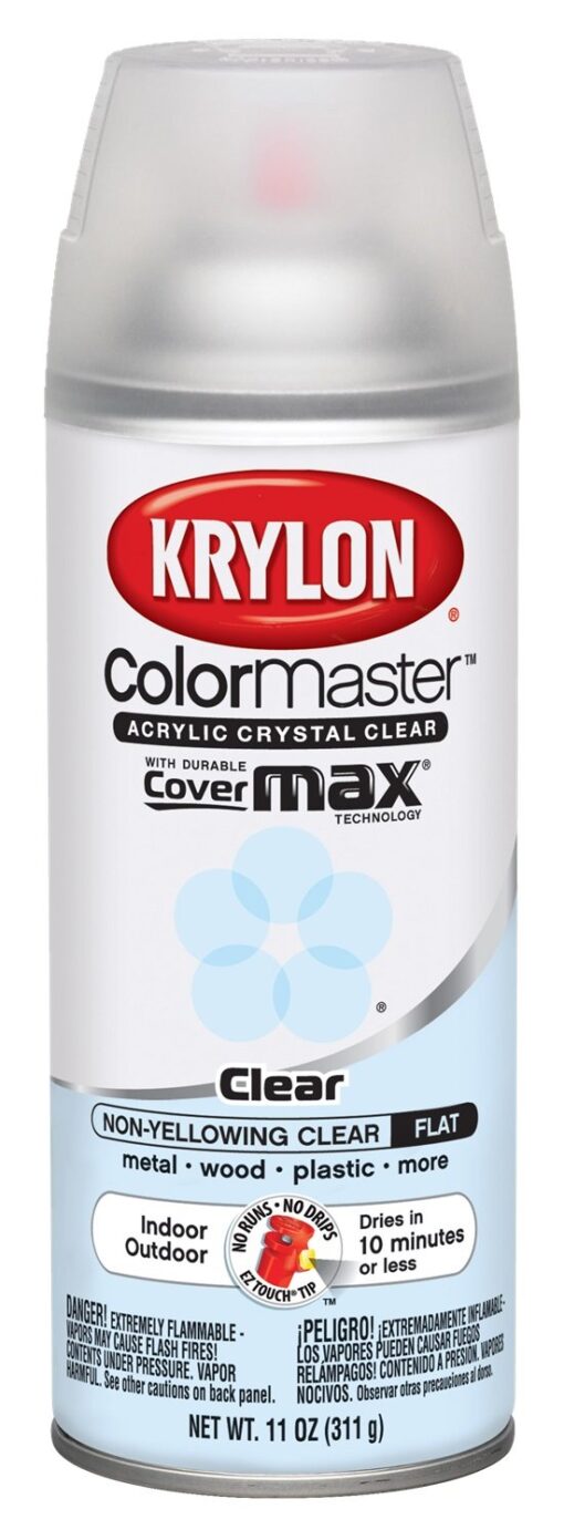 Krylon K05353007 ColorMaster Acrylic Crystal Clear, Flat, Clear, 11 oz. 11 Ounce (Pack of 1)