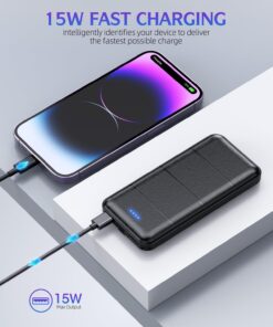Alternative view of LOVELEDI Portable-Charger-Power-Bank - 2 Pack 15000mAh Dual USB Power Bank Output 5V3.1A Fast Charger Portable Charger Compatible with Smartphones and All USB Devices (Deep Black and White) Deep Black and White