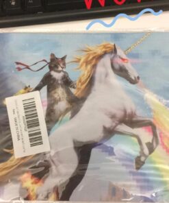 Apottwal MP-0003 Funny Cute Cat Dressed as Rambo with Gun Riding a Glowing Red Eyes Fire Breathing Unicorn Mouse Pad 1 21 61pJ0 Ys8uL