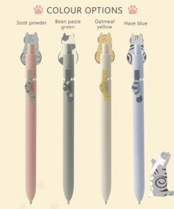 FIOVER 4PCS Cute Cat Press 0.5 mm Student Office Gel Pen Quick-Drying Neutral Retractable Ink Black Rollerball Pens for School Office Supplies Kawaii Accessories for Cat Lovers Cat pen 20 61pJgBAoNL