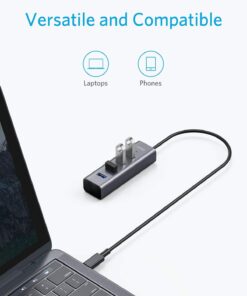 Alternative view of Anker USB C Hub, Aluminum USB C Adapter with 4 USB 3.0 Ports, for MacBook Pro 2018/2017, ChromeBook, XPS, Galaxy S9/S8, and More