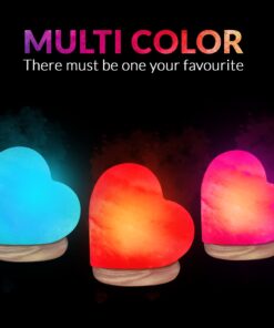 Himalayan Glow 944AC-1 Multicolor, Pink Night Light, Hand Crafted Need Wooden Base, USB Plug & Adapter, Salt Lamp Bulb, 4-5 LBS, Choice Heart Salt Lamp 24 61pMEapijlL 1