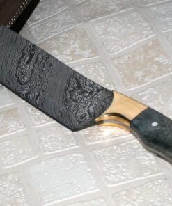 Alternative view of CF-237 B, Style Damascus Steel Chef Knife – Brass Bolsters & Colored Bone Handle