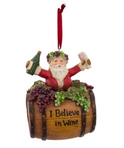 Alternative view of Kurt Adler 4-Inch Polyresin Santa on Wine Barrel Ornament Santa Wine Barrel Ornament