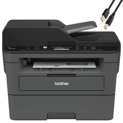 Brother DCP-L2550DWA All-in-One Wireless Monochrome Laser Printer - Print Scan Copy - 36 ppm, 2400 x 600 dpi, 8.5 x 14, 250-Sheet, 50-Sheet ADF, Automatic Duplex Printing, Broage Printer Cable