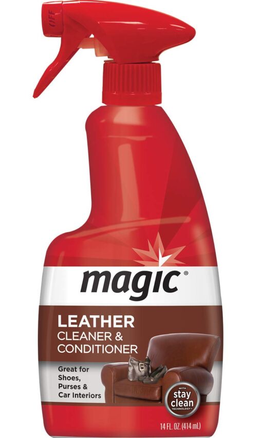 Magic Leather Cleaner and Conditioner - Use On Smooth Finished Leather Surface Including Car Interior Briefcase Purse Shoe Boot Coat Couch and Furniture