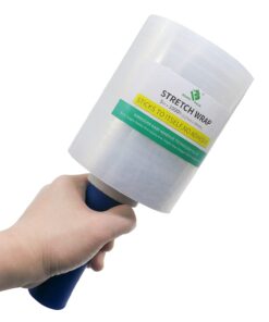 BOMEI PACK Mini Clear Industrial Stretch Wrap Film 5" x 1000ft 4 Pack with Handle, 80 Gauge Thick Cling Plastic Wrap for Moving, Pallet Wrap - Self Adhering Packaging Heavy Duty Shrink Film 12 61pSmJ4HUsS