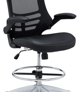 Modway Attainment Vinyl Drafting Chair - Drafting Stool With Flip-Up Arm in Black 33 61pTBlMioGL