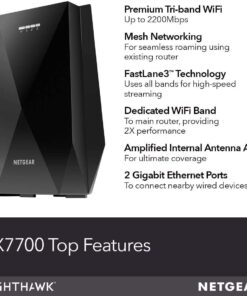 NETGEAR WiFi Mesh Range Extender EX7700 - Coverage up to 2300 sq.ft. and 45 devices with AC2200 Tri-Band Wireless Signal Booster & Repeater (up to 2200Mbps speed), plus Mesh Smart Roaming 25 61pTSUl0QKL