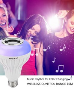 Texsens LED Light Bulb Bluetooth Speaker, 6W E26 RGB Changing Lamp Wireless Stereo Audio with 24 Keys Remote Control 26 61pVkI8457L
