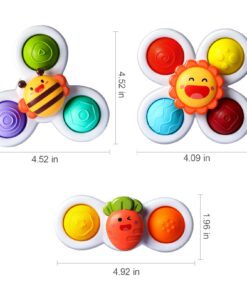 3PCS ALASOU Pop up Suction Cup Spinner Toys for Baby Christmas Stocking Stuffers Gifts|Novelty Spinning Tops Bath Toys for Kids Ages 1-3|Sensory Toys for Toddlers 1-3 Year Old Boy Birthday Gift Carrot 25 61pWskDoPdL