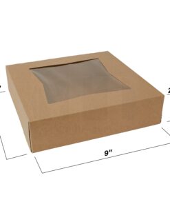 Alternative view of MT Products Kraft Pie Boxes with Window - Size of 9" x 9" x 2.5" - (15 Pieces) Pastry Boxes - Auto Pop-Up Bakery Boxes with Window - Keep Donuts, Cookies, Muffins Safe - Made in the USA