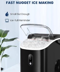 Kndko Nugget Ice Maker Countertop,34lbs/Day,Portable Crushed Ice Machine,Self Cleaning with One-Click Design & Removable Top Cover,Soft Chewable Pebble Ice Maker for Home Bar Camping RV,Black Basic 33lbs/day with pebble ice BLACK UPGRADE 1 26 61pZZVKg8XL