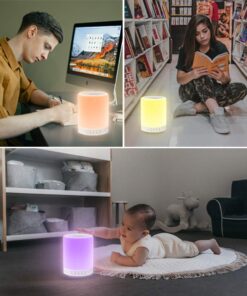 Elecstars Touch Bedside Lamp - with Bluetooth Speaker, Dimmable Color Night Light, Outdoor Table Lamp with Smart Touch Control, Best Gift for Men Women Teens Kids Children Sleeping Aid 48 61pazkduB6L