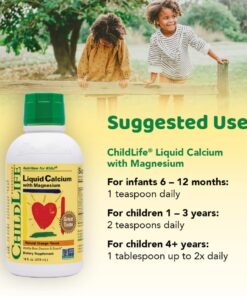 CHILDLIFE ESSENTIALS Liquid Calcium Magnesium Supplement - Healthy Bone Growth for Children, Zinc, & Vitamin D3, All-Natural, Gluten Free & Non-GMO - Natural Orange Flavor, 16 Oz Bottle (Pack of 2) 16 Fl Oz (Pack of 2) 17 61pdiNfPlL