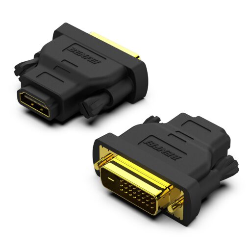 BENFEI DVI to HDMI, Bidirectional DVI (DVI-D) to HDMI Male to Female Adapter with Gold-Plated Cord 2 Pack Adapter DVI M to HDMI F