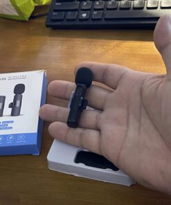 MAYBESTA Professional Wireless Lavalier Lapel Microphone for iPhone, iPad - Cordless Omnidirectional Condenser Recording Mic for Interview Video Podcast Vlog YouTube Black 24 61phFF GcWL