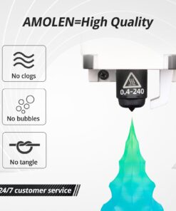 AMOLEN PLA 3D Printer Filament, PLA Filament 1.75mm Transparent Blue Green, with Light Transmission Feature, Compatible with Most FDM Printer, 1KG/2.2lb 10 61phO2y4whL