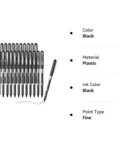 Shuttle Art RollerBall Pens, 25 Pack Black Fine Point Roller Ball Pens, 0.5mm Liquid Ink Pens for Writing Journaling Taking Notes School Office 25 Count (Pack of 1) 21 61phu4 gKKL