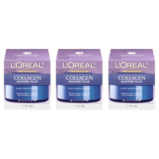 L'Oreal Paris Skin Care Collagen Moisture Filler Day/Night Cream, 1.7 Ounce (Pack of 3)