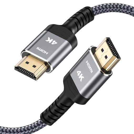 Highwings 4K 60HZ HDMI Cable 6.6FT, 18Gbps High Speed 2.0 Braided Cord-Supports (4K 60Hz HDR,Video 4K 2160p 1080p 3D HDCP 2.2 ARC-Compatible with Ethernet Monitor PS 4/3 HDTV 4K Fire Netflix 6.6 feet Grey