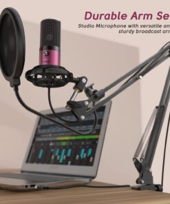 FIFINE Podcast Microphone Kit-USB PC Computer Recording Microphone, Condenser Mic Set for Streaming, Gaming, Voice-Over, Meeting, with Arm Stand, Shock Mount, Pop Filter-T669 Rose Red 12 61pkUFDFDHL