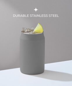 JoyJolt Metal Beer Can Tumbler with Straws and Brush. Unbreakable Metal Drinking cup Set of 6 Metal Tumblers. Stainless Steel Tumbler Can Shaped Glass Cups, Soda Can Glasses for Water, Wine etc Gray 11 61plb1V98IL