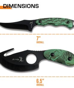 Elk Ridge-Outdoors 2-PC Fixed Blade Hunting Knife Set-Black Stainless Steel Skinner&Gut Hook Blades,Camo Coated Nylon Fiber Handles,Nylon Sheath-Hunting,Survival-ER-300CA,7-Inch/6.5-Inch Overall 26 61pm3eL KES