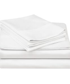 Alternative view of Superior Egyptian Cotton 300 Thread Count Bed Sheet Set, 1 Elastic Deep Pocket Fitted Sheet, 1 Flat Sheet, 1 Pillowcase, Soft Bedding, Luxury Sheets, Sateen Weave, Twin XL, White
