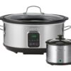 Kenmore Programmable 7 qt (6.6L) Slow Cooker with Dipper Sauce-Warmer, Black and Silver, Stainless Steel, Digital Display, One-Touch Controls, Braise, Simmer, Sous Vide, Stew, Soup, Chili, Curry 41 61po8JSlpL