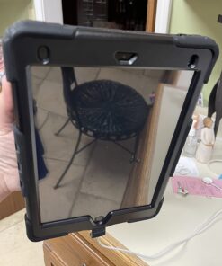 SEYMAC iPad 6th/5th Generation Case 9.7 Inch, Heavy Duty Protective Shockproof Case with Screen Protector, 360° Rotating Stand/Handle/Shoulder Strap for iPad 6th/ 5th Gen/Air 2/ Pro 9.7, Black 9.7 inch - For iPad 6th/5th Gen 45 61poFjKwseL