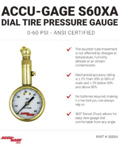Accu-Gage by Milton Dial Tire Pressure Gauge with Swivel Angle Air Chuck - ANSI Certified for Motorcycle/Car/Truck Tires (0-60 PSI) 10 61poZze b L