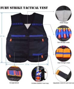 Tactical Vest Accessories Set for Nerf N-Strike Elite Series with 20 Refill Darts, 2 Quick Reload Clips, Wrist Ammo Holder, Safety Glasses, and Tube Mask 10 61prIBu09L