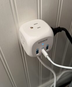 Anker 20W USB C Power Strip, 321 Power Strip with 3 Outlets and USB C Charging for iPhone 15/15 Plus/15 Pro/15 Pro Max, 5 ft Extension Cord, Power Delivery Charging for Dorm Rooms,Home Office 5ft White 31 61prQcPagsL