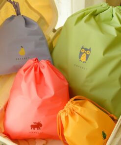 BINGONE Set of 5 Waterproof Drawstring Bag PE Plastic Folding Sport Home Travel Storage Use Medium 13 61pseLZBVyL