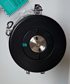 Coffee Gator Stainless Steel Canister - Large 22oz, Silver Coffee Grounds and Beans Container with Date-Tracker, CO2-Release Valve, and Measuring Scoop - Ideal Coffee Lovers Gifts for Her Gray with Green 39 61puj1E5t1L