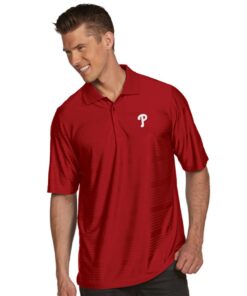 Philadelphia Phillies Mens Illusion Muted Stripe Polo (Team Color: Red) Large