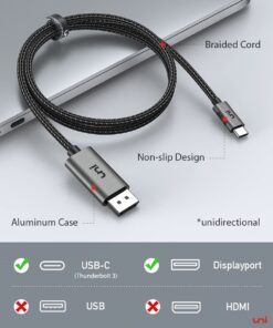 Alternative view of uni USB C to DisplayPort Cable for Home Office (4K@60Hz, 2K@165Hz), Sturdy Aluminum USB Type-C to DisplayPort Cable [Thunderbolt 3/4 Compatible] for MacBook Pro/Air, iPhone 15 Pro/Max, XPS, Surface 1 6 FT