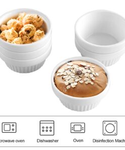 Cinf White Porcelain 4 oz. Ramekins Pudding Bowls Dishes Cup for Baking- Set of 6,Oven,Microwave,Freezer and Dishwasher Safe Ivory White 3.5 oz 13 61pzA2Pp8EL