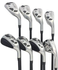 Men’s Powerbilt Golf EX-550 Hybrid Iron Set, which Includes: #4, 5, 6, 7, 8, 9, PW +SW Regular Flex Graphite Right Handed New Utility Clubs 9 61q 2HROSNL