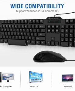 Wired Keyboard and Mouse Combo, Gofreetech Full-Size Keyboard and Mouse Combo with Optical 3 Button Mouse, USB Plug-and-Play, Compatible with Desktop, Laptop, Notebook, PC Windows 28 61q1oUKezL