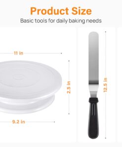 Kootek 71PCs Cake Decorating Supplies Kit with Cake Turntable, 12 Numbered Icing Piping Tips, 2 Spatulas, 3 Icing Comb Scraper, 50+2 Piping Bags, and 1 Coupler for Baking White 23 61q2McXXevL